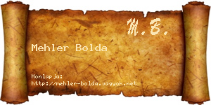 Mehler Bolda névjegykártya